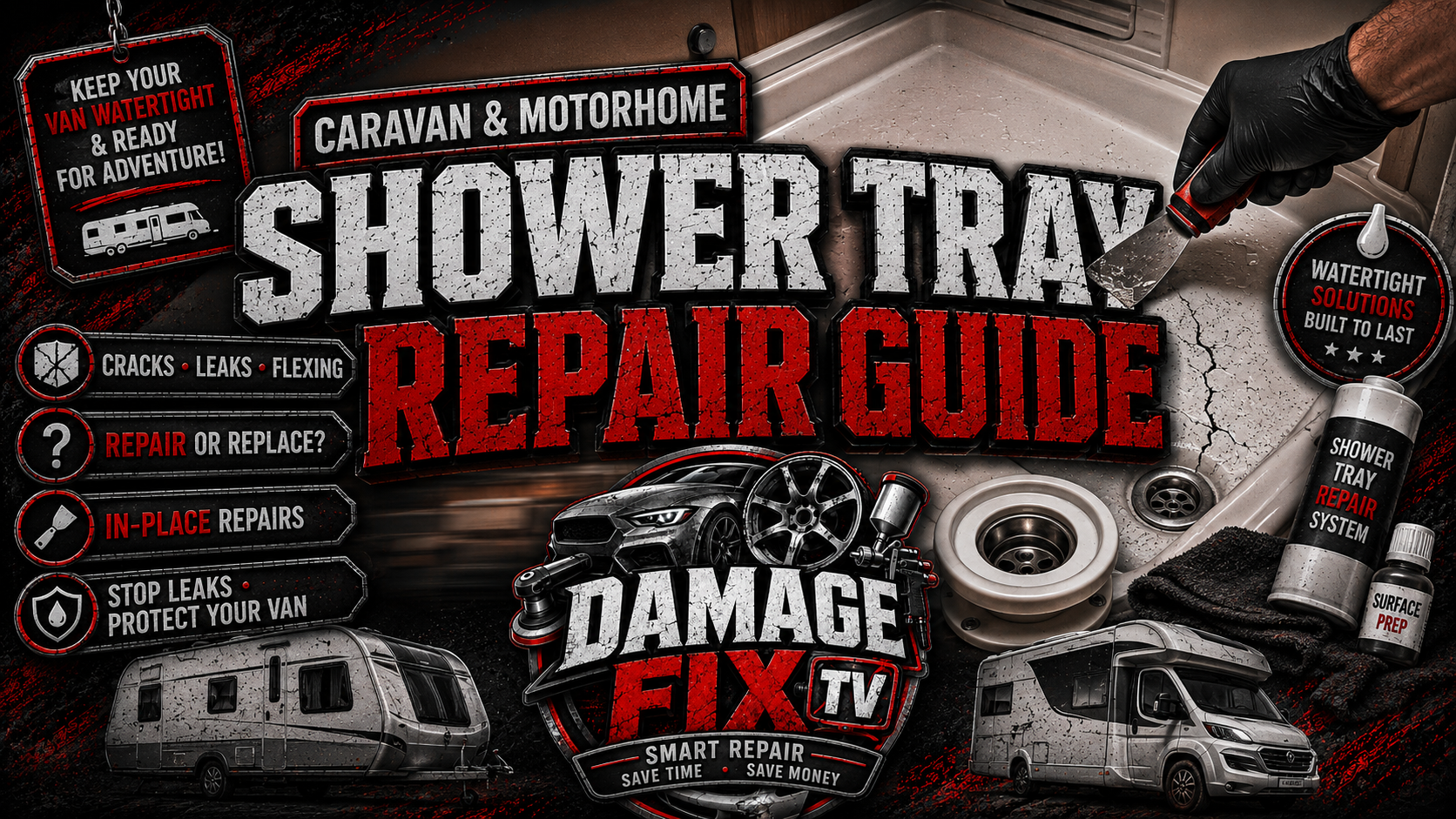 caravan shower tray repair